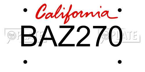 BAZ270 California License Plate