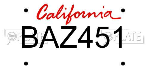 BAZ451 California License Plate