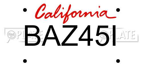 BAZ45I California License Plate