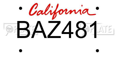 BAZ481 California License Plate