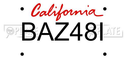 BAZ48I California License Plate