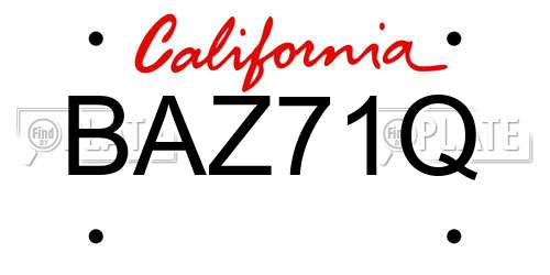 BAZ71Q California License Plate