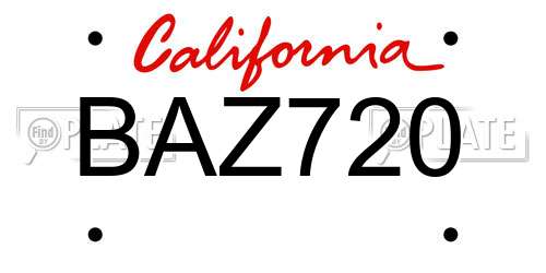 BAZ720 California License Plate