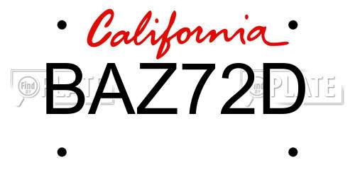 BAZ72D California License Plate