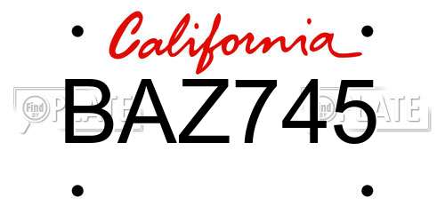 BAZ745 California License Plate