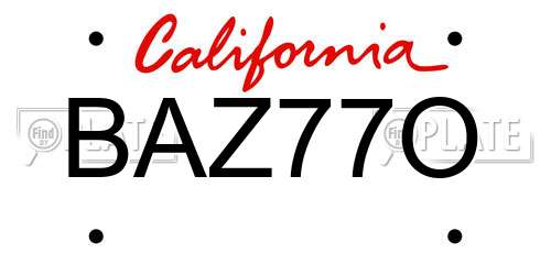 BAZ77O California License Plate