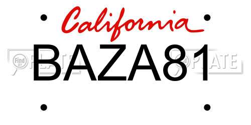 BAZA81 California License Plate