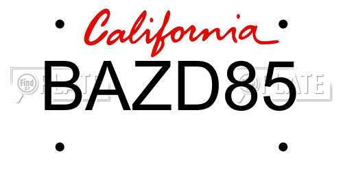 BAZD85 California License Plate