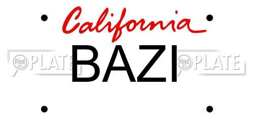 BAZI California License Plate