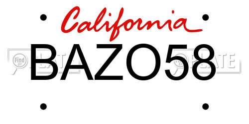 BAZO58 California License Plate