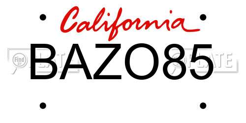 BAZO85 California License Plate