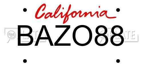BAZO88 California License Plate