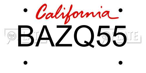 BAZQ55 California License Plate