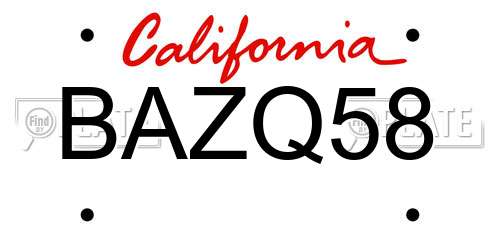 BAZQ58 California License Plate