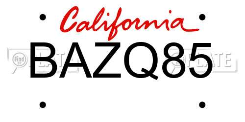 BAZQ85 California License Plate