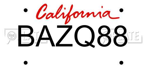BAZQ88 California License Plate