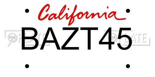 BAZT45 California License Plate