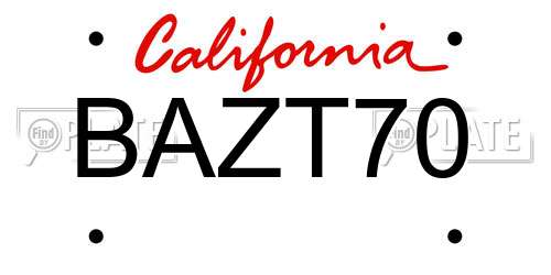 BAZT70 California License Plate