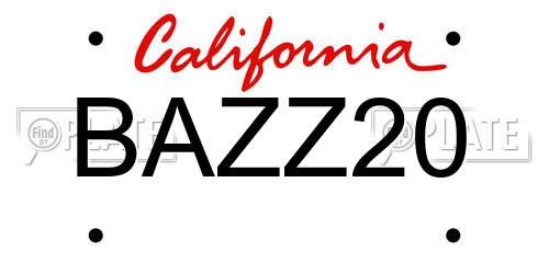 BAZZ20 California License Plate