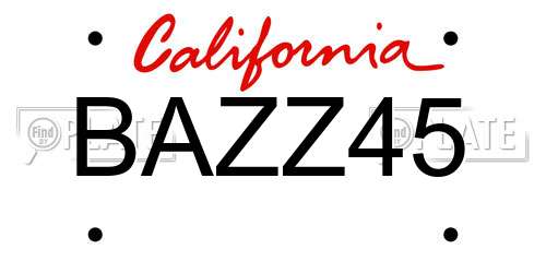 BAZZ45 California License Plate