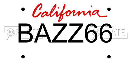 BAZZ66 California License Plate