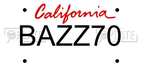 BAZZ70 California License Plate