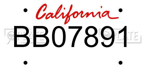 BB07891 California License Plate