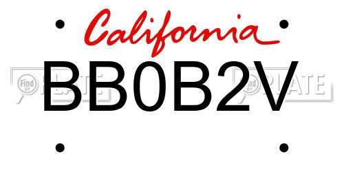 BB0B2V California License Plate