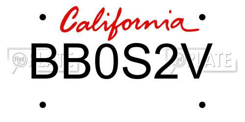 BB0S2V California License Plate