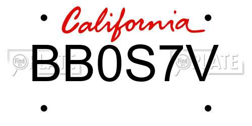 BB0S7V California License Plate