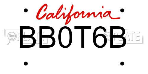 BB0T6B California License Plate