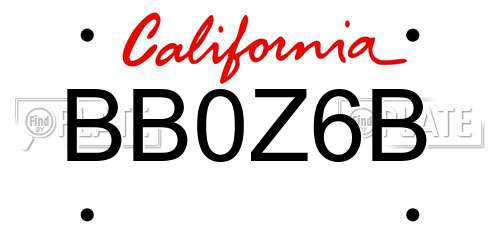 BB0Z6B California License Plate