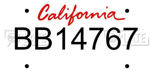 BB14767 California License Plate