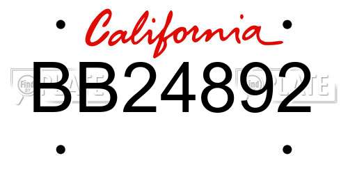 BB24892 California License Plate