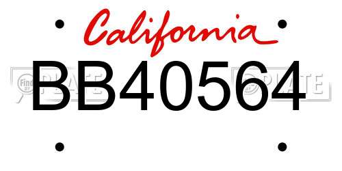 BB40564 California License Plate