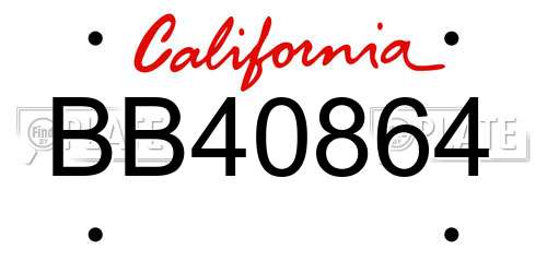 BB40864 California License Plate