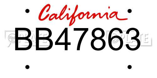 BB47863 California License Plate