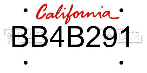 BB4B291 California License Plate