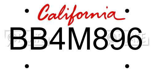 BB4M896 California License Plate
