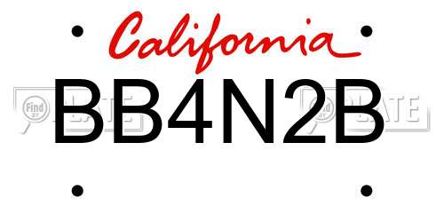 BB4N2B California License Plate