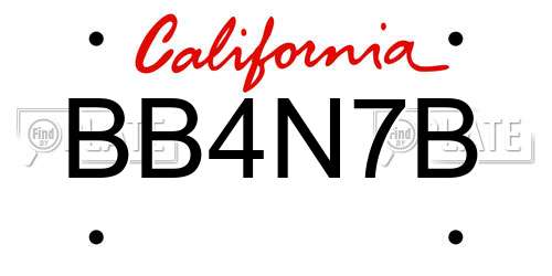 BB4N7B California License Plate