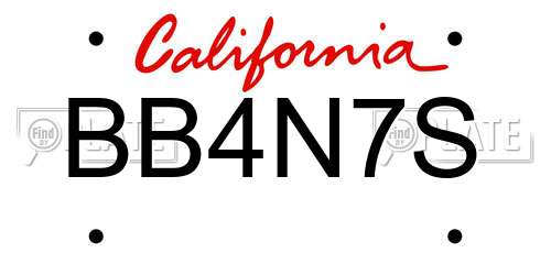 BB4N7S California License Plate