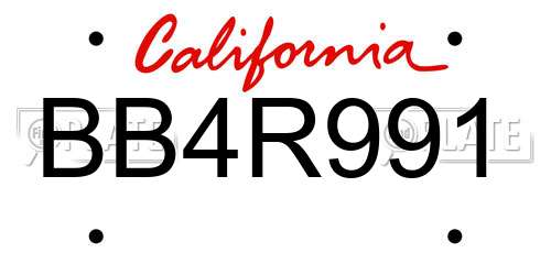 BB4R991 California License Plate