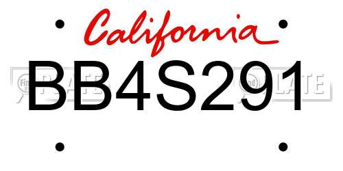 BB4S291 California License Plate