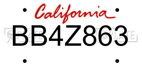 BB4Z863 California License Plate