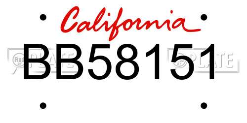 BB58151 California License Plate