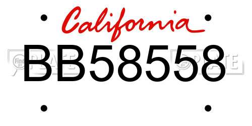 BB58558 California License Plate