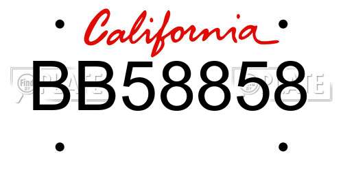 BB58858 California License Plate