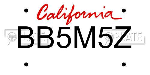 BB5M5Z California License Plate