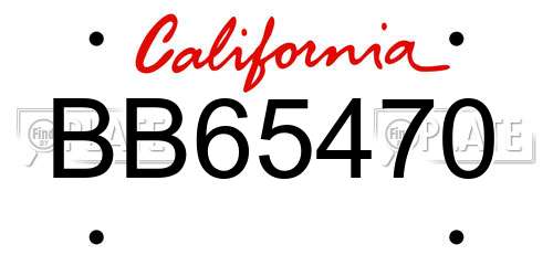 BB65470 California License Plate